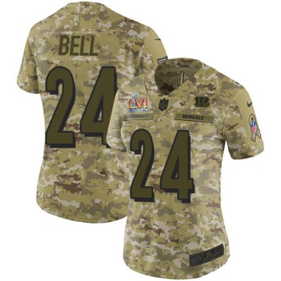 Nike Cincinnati Bengals #24 Vonn Bell Camo Super Bowl LVI Patch Women's Stitched NFL Limited 2018 Salute To Service Jersey